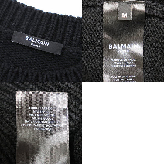 BALMAIN sweater wool Black mens M Used Authentic