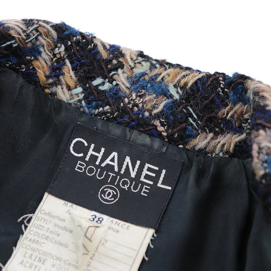 CHANEL setup [Outer material] 93% wool, 7% acrylic [Lining] 100% silk Black multicolor 20662 D-TK-9064 Women 38 Used Authentic