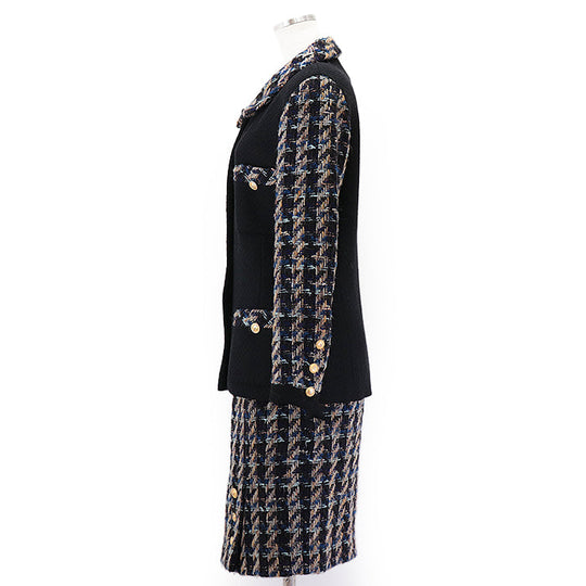 CHANEL setup [Outer material] 93% wool, 7% acrylic [Lining] 100% silk Black multicolor 20662 D-TK-9064 Women 38 Used Authentic