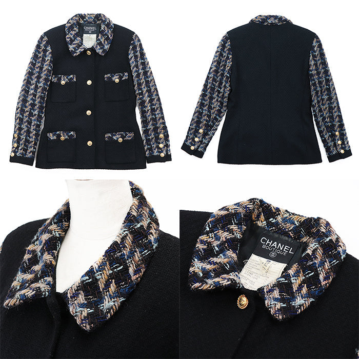 CHANEL setup [Outer material] 93% wool, 7% acrylic [Lining] 100% silk Black multicolor 20662 D-TK-9064 Women 38 Used Authentic