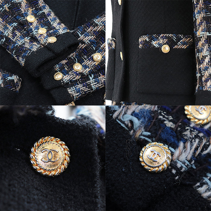 CHANEL setup [Outer material] 93% wool, 7% acrylic [Lining] 100% silk Black multicolor 20662 D-TK-9064 Women 38 Used Authentic
