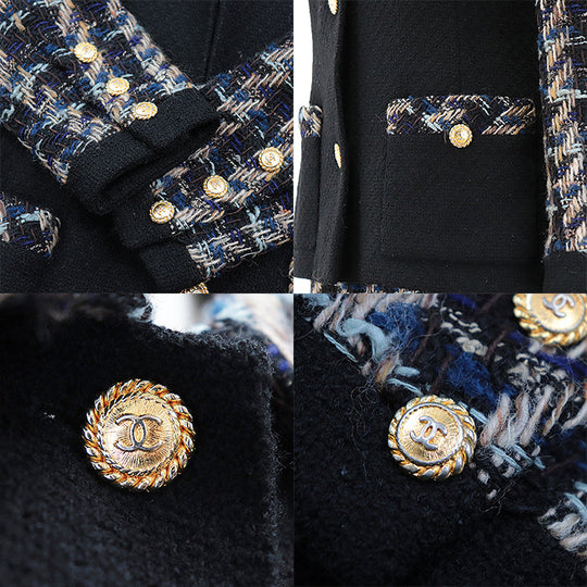 CHANEL setup [Outer material] 93% wool, 7% acrylic [Lining] 100% silk Black multicolor 20662 D-TK-9064 Women 38 Used Authentic