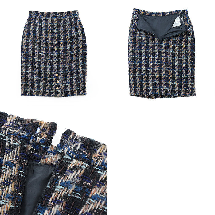 CHANEL setup [Outer material] 93% wool, 7% acrylic [Lining] 100% silk Black multicolor 20662 D-TK-9064 Women 38 Used Authentic