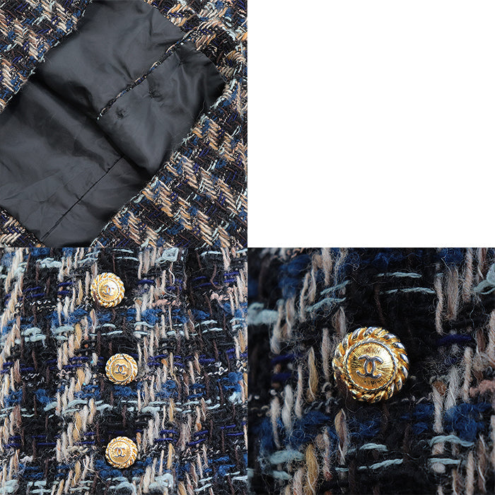 CHANEL setup [Outer material] 93% wool, 7% acrylic [Lining] 100% silk Black multicolor 20662 D-TK-9064 Women 38 Used Authentic