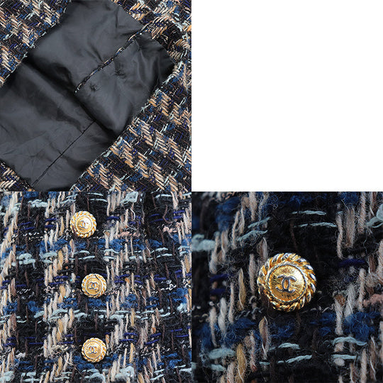 CHANEL setup [Outer material] 93% wool, 7% acrylic [Lining] 100% silk Black multicolor 20662 D-TK-9064 Women 38 Used Authentic