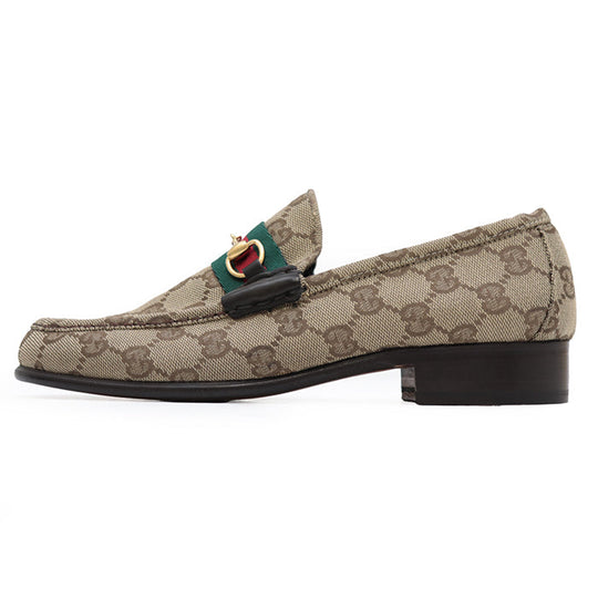 GUCCI loafers 100 0510 Canvas leather Brown Women 36 1/2 C Used Authentic