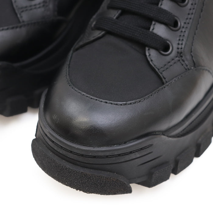 PRADA sneakers 1T917L leather black combat boots Women  37 Used Authentic
