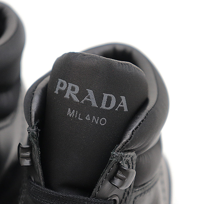 PRADA sneakers 1T917L leather black combat boots Women  37 Used Authentic