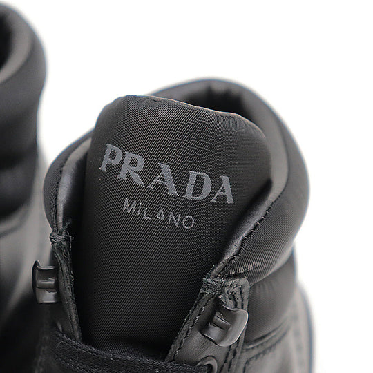 PRADA sneakers 1T917L leather black combat boots Women  37 Used Authentic