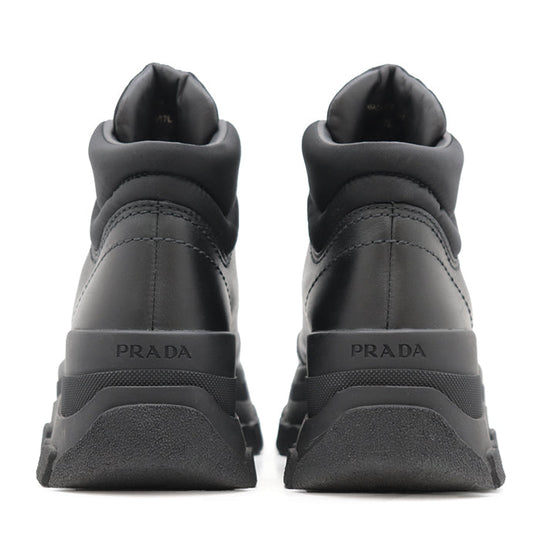 PRADA sneakers 1T917L leather black combat boots Women  37 Used Authentic