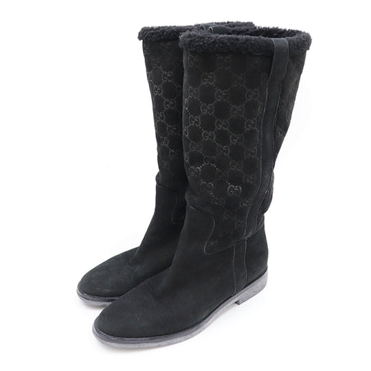 GUCCI boots suede black Women 37 Used Authentic