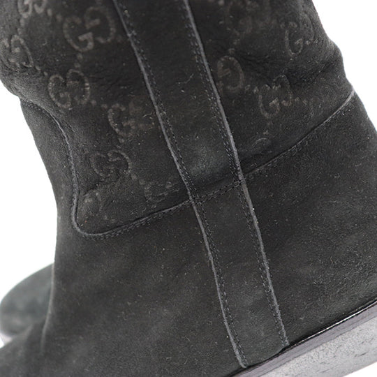 GUCCI boots suede black Women 37 Used Authentic