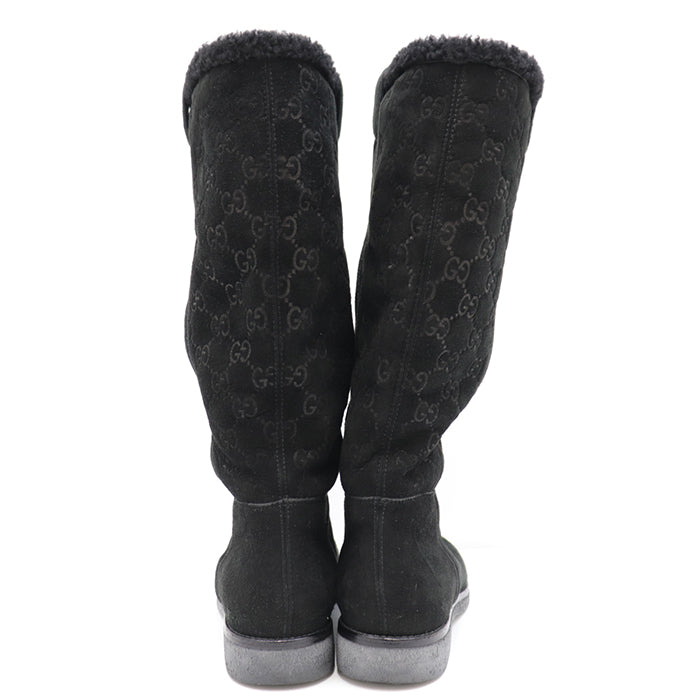 GUCCI boots suede black Women 37 Used Authentic