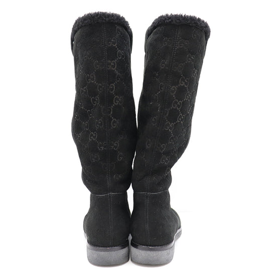 GUCCI boots suede black Women 37 Used Authentic