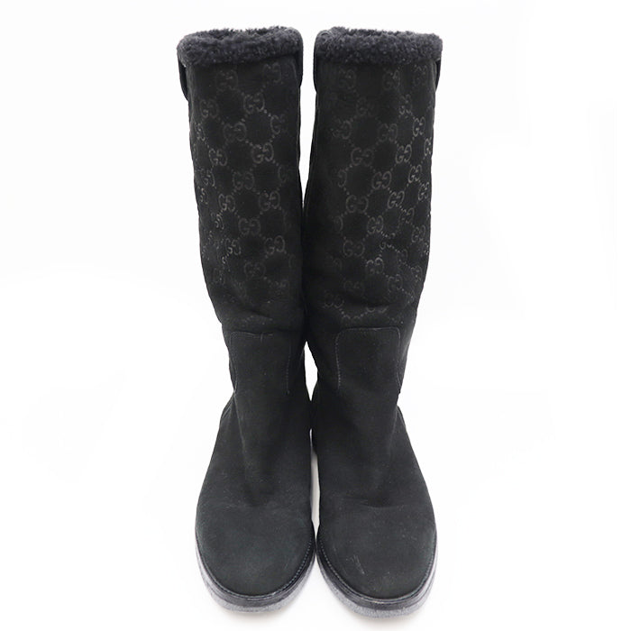 GUCCI boots suede black Women 37 Used Authentic