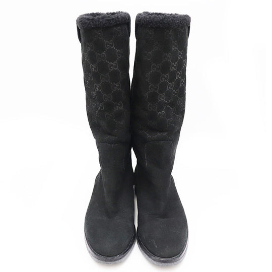 GUCCI boots suede black Women 37 Used Authentic