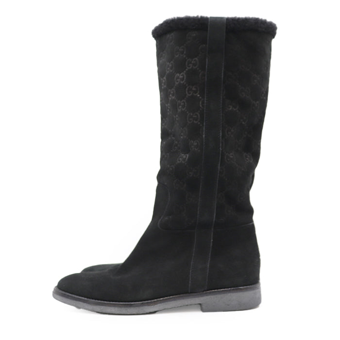 GUCCI boots suede black Women 37 Used Authentic