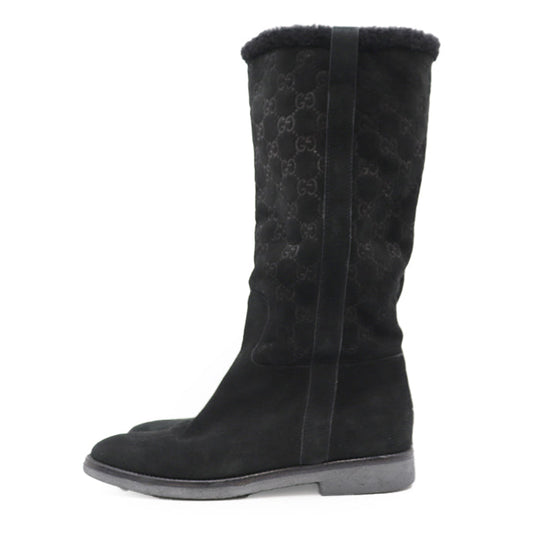 GUCCI boots suede black Women 37 Used Authentic