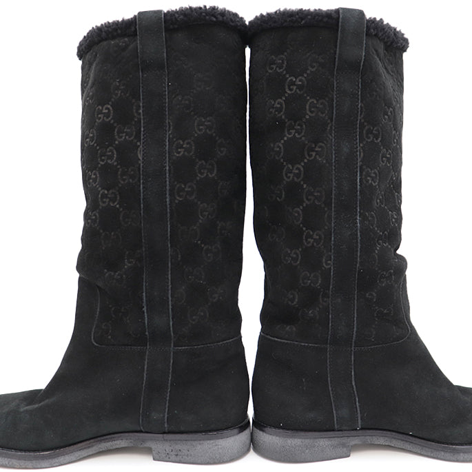 GUCCI boots suede black Women 37 Used Authentic