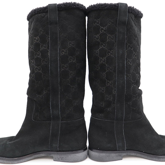GUCCI boots suede black Women 37 Used Authentic