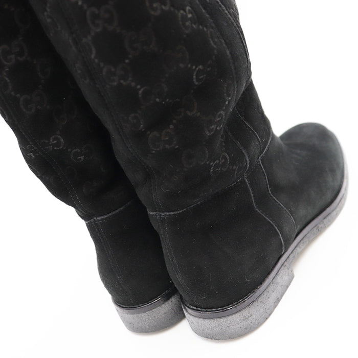 GUCCI boots suede black Women 37 Used Authentic