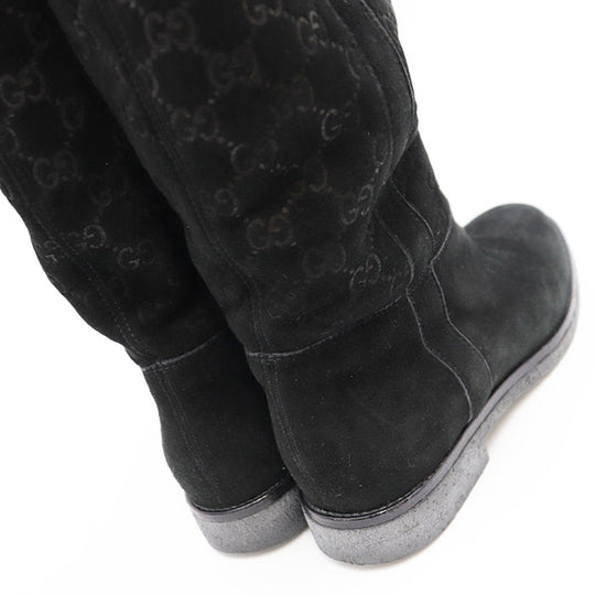 GUCCI boots suede black Women 37 Used Authentic