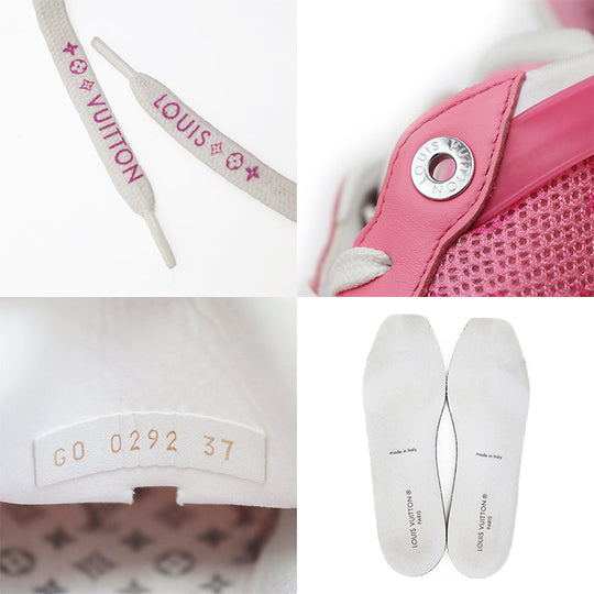 LOUIS VUITTON sneakers fabric Pink white Monogram Women 37 Used Authentic