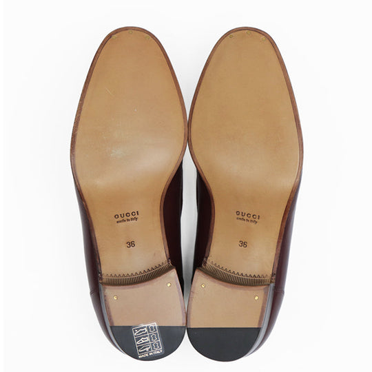 GUCCI loafers leather Bordeaux Women 36 Used Authentic