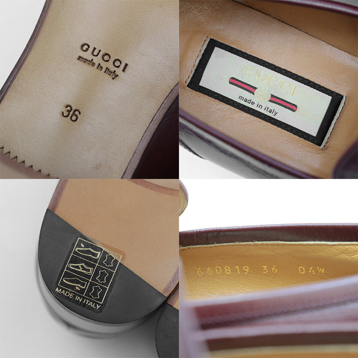 GUCCI loafers leather Bordeaux Women 36 Used Authentic