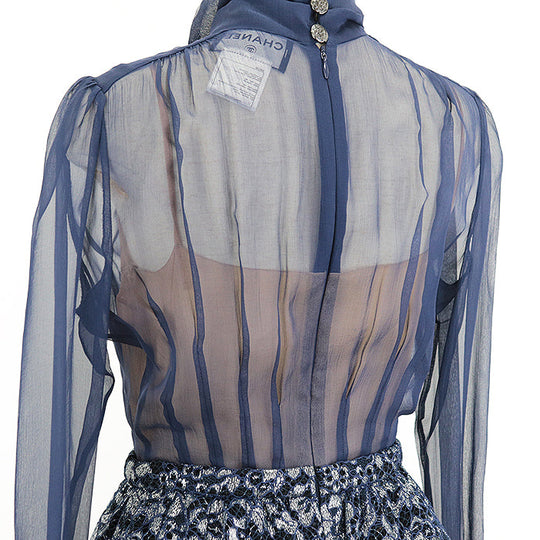 CHANEL one piece 60% rayon, 20% nylon, Underdress: 95% cotton, 5% polyester Petticoat: 100% silk Navy P52736 Women 36 Used Authentic