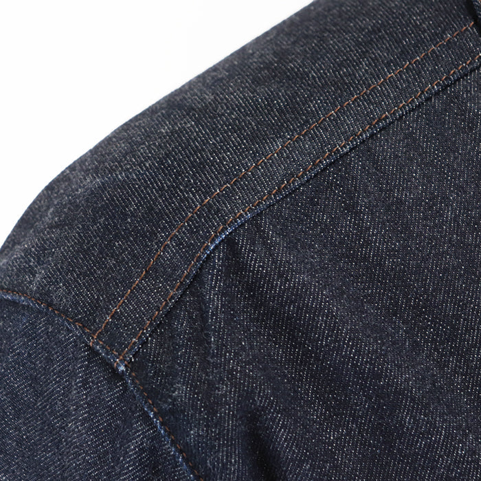 HERMES Other outerwear 100% cotton, embroidered part: 100% polyester [leather part] cowhide Indigo Jacket mens 50 Used Authentic