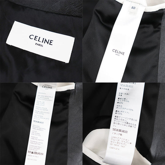 CELINE Other outerwear Pocket lining: 100% cotton [Outer material] Sheepskin [Lining] 70% cupra, 30% cotton [Padding] 100% polyester Black White Blouson jacket mens 50 Used Authentic