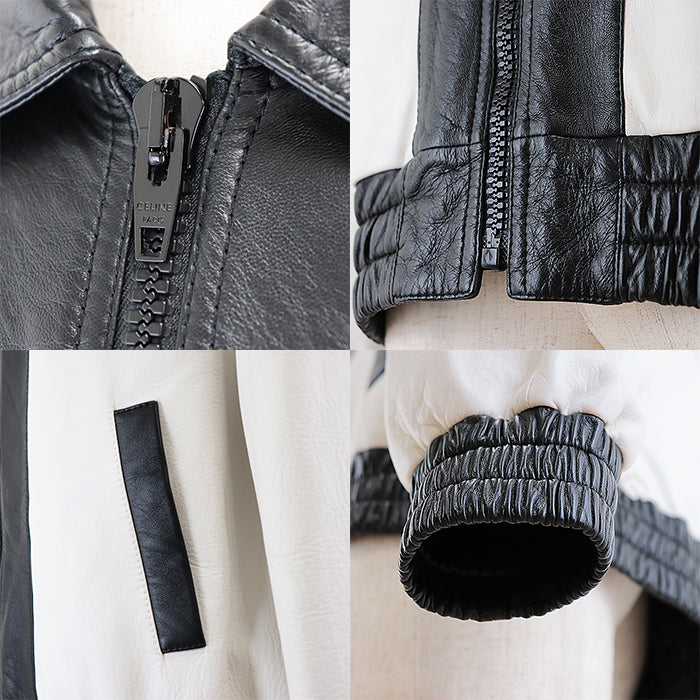 CELINE Other outerwear Pocket lining: 100% cotton [Outer material] Sheepskin [Lining] 70% cupra, 30% cotton [Padding] 100% polyester Black White Blouson jacket mens 50 Used Authentic