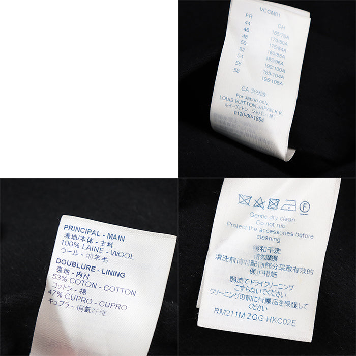 LOUIS VUITTON coat [Outer material] 100% wool [Lining] 53% cotton, 47% cupra black mens 54 Used Authentic