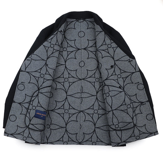 LOUIS VUITTON coat [Outer material] 100% wool [Lining] 53% cotton, 47% cupra black mens 54 Used Authentic