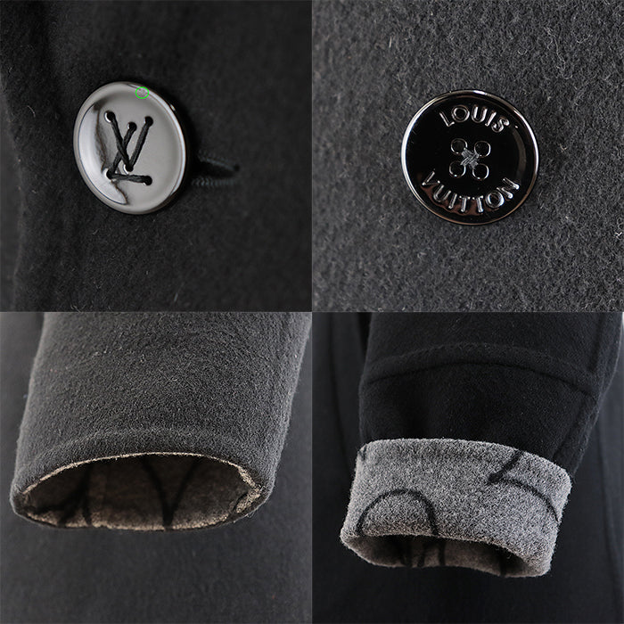 LOUIS VUITTON coat [Outer material] 100% wool [Lining] 53% cotton, 47% cupra black mens 54 Used Authentic