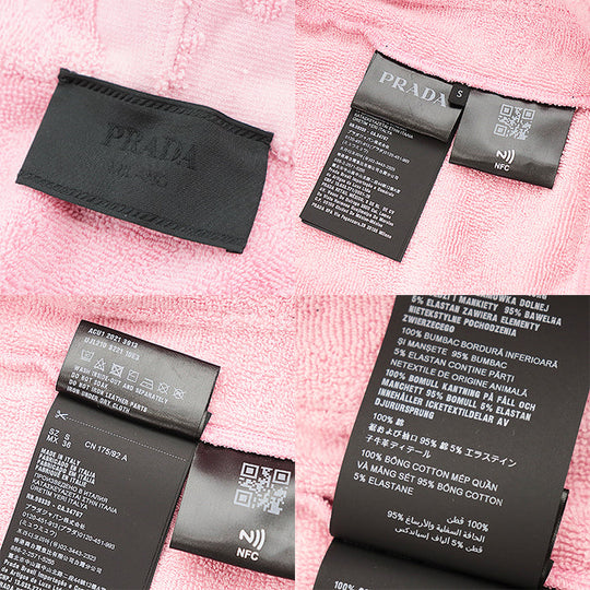PRADA Hoodie 100% cotton [Rib] 95% cotton, 5% elastane [Leather part] Calf leather pink Women S Used Authentic