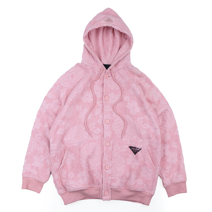 PRADA Hoodie 100% cotton [Rib] 95% cotton, 5% elastane [Leather part] Calf leather pink Women S Used Authentic