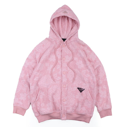 PRADA Hoodie 100% cotton [Rib] 95% cotton, 5% elastane [Leather part] Calf leather pink Women S Used Authentic