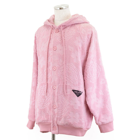 PRADA Hoodie 100% cotton [Rib] 95% cotton, 5% elastane [Leather part] Calf leather pink Women S Used Authentic