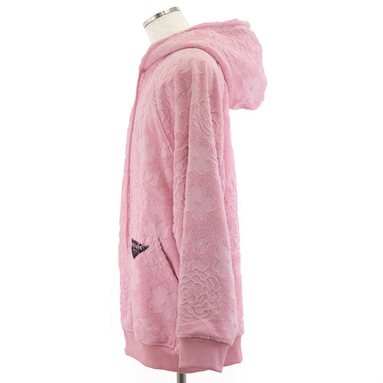 PRADA Hoodie 100% cotton [Rib] 95% cotton, 5% elastane [Leather part] Calf leather pink Women S Used Authentic