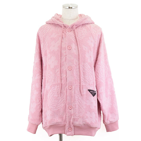 PRADA Hoodie 100% cotton [Rib] 95% cotton, 5% elastane [Leather part] Calf leather pink Women S Used Authentic