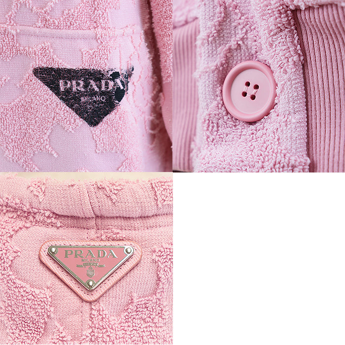 PRADA Hoodie 100% cotton [Rib] 95% cotton, 5% elastane [Leather part] Calf leather pink Women S Used Authentic