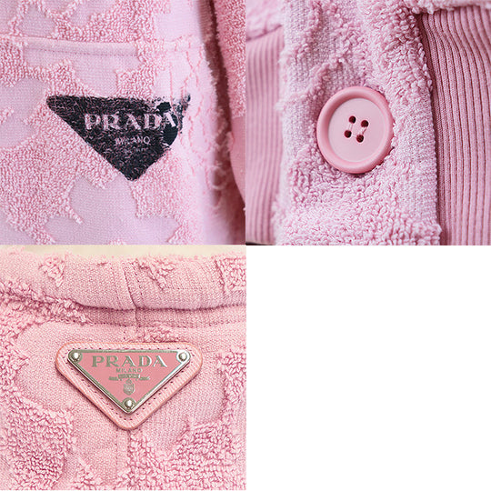 PRADA Hoodie 100% cotton [Rib] 95% cotton, 5% elastane [Leather part] Calf leather pink Women S Used Authentic