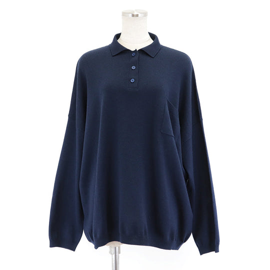 LOEWE Long sleeve polo shirt wool Navy Women XS Used Authentic
