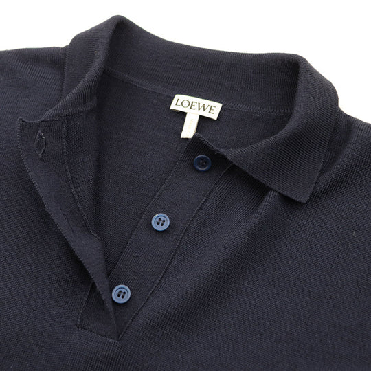 LOEWE Long sleeve polo shirt wool Navy Women XS Used Authentic