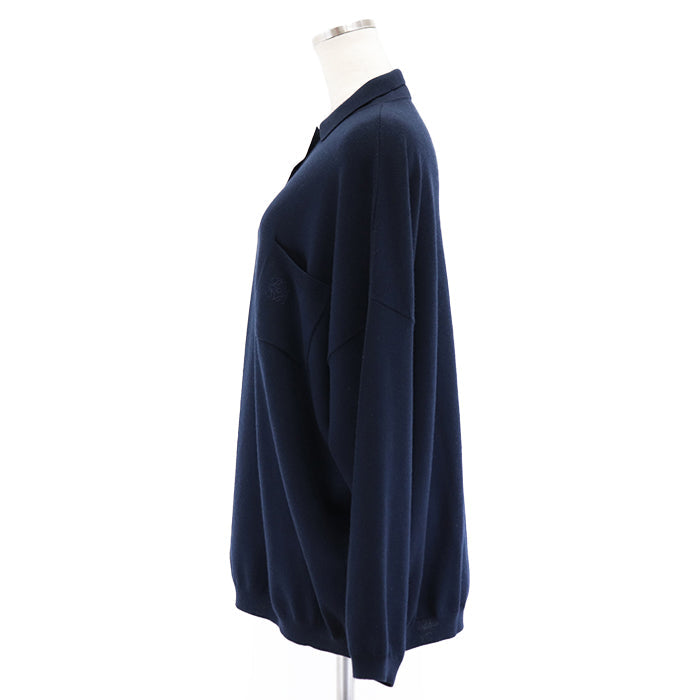 LOEWE Long sleeve polo shirt wool Navy Women XS Used Authentic