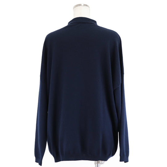 LOEWE Long sleeve polo shirt wool Navy Women XS Used Authentic
