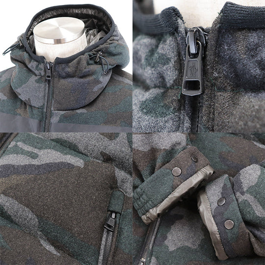 MONCLER Down jacket [Outer material] 89% wool, 8% nylon [Lining] 100% nylon [Filling] 85% down, 15% feather Camouflage mens 1 Used Authentic