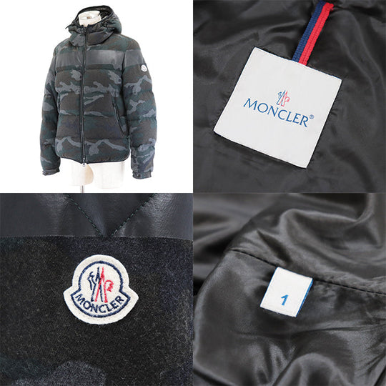 MONCLER Down jacket [Outer material] 89% wool, 8% nylon [Lining] 100% nylon [Filling] 85% down, 15% feather Camouflage mens 1 Used Authentic